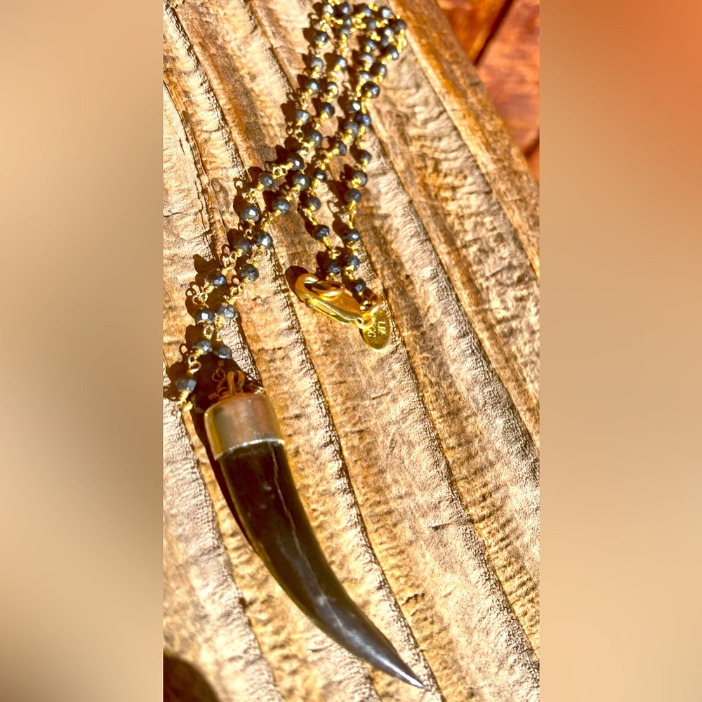 Liz Legg Bead and Horn Gold Necklace - Picture 8 of 11